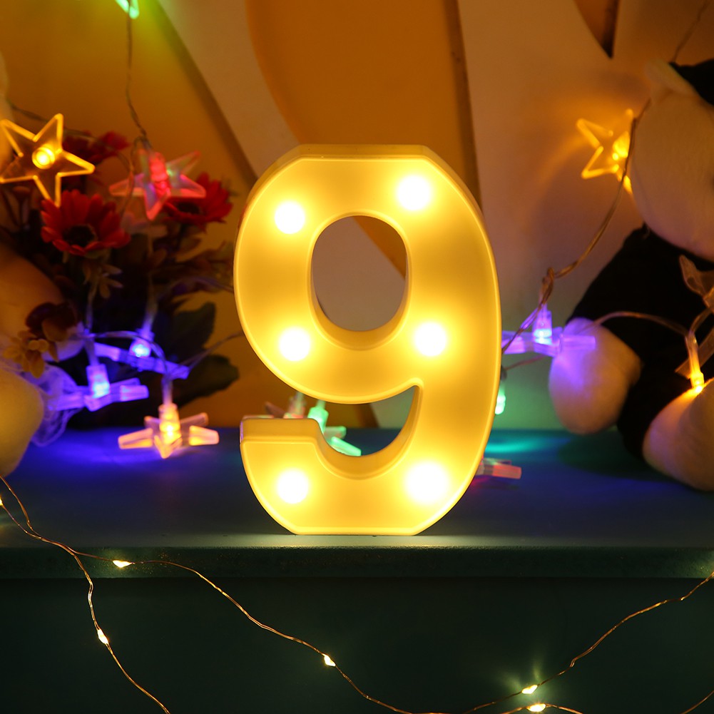 LED Night Lamp Numbers Sign Light Wedding Birthday Party (0-9)