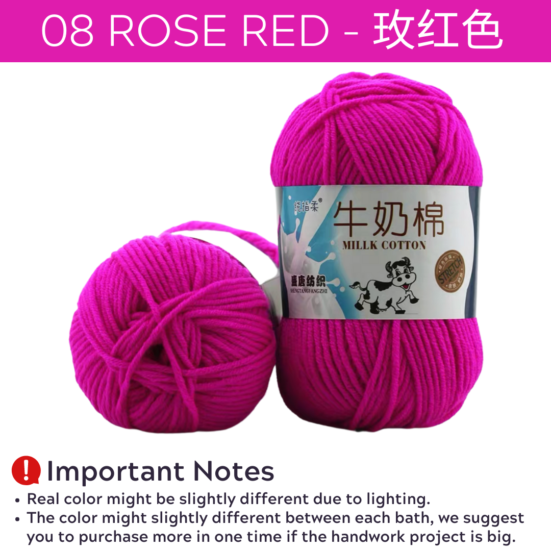 Benang Kait Milk Cotton Yarn 5ply 50g (Merah Jambu-Merah) /5ply Yarn Milk Cotton Knitting Yarn (Pink-Red)/Yarn