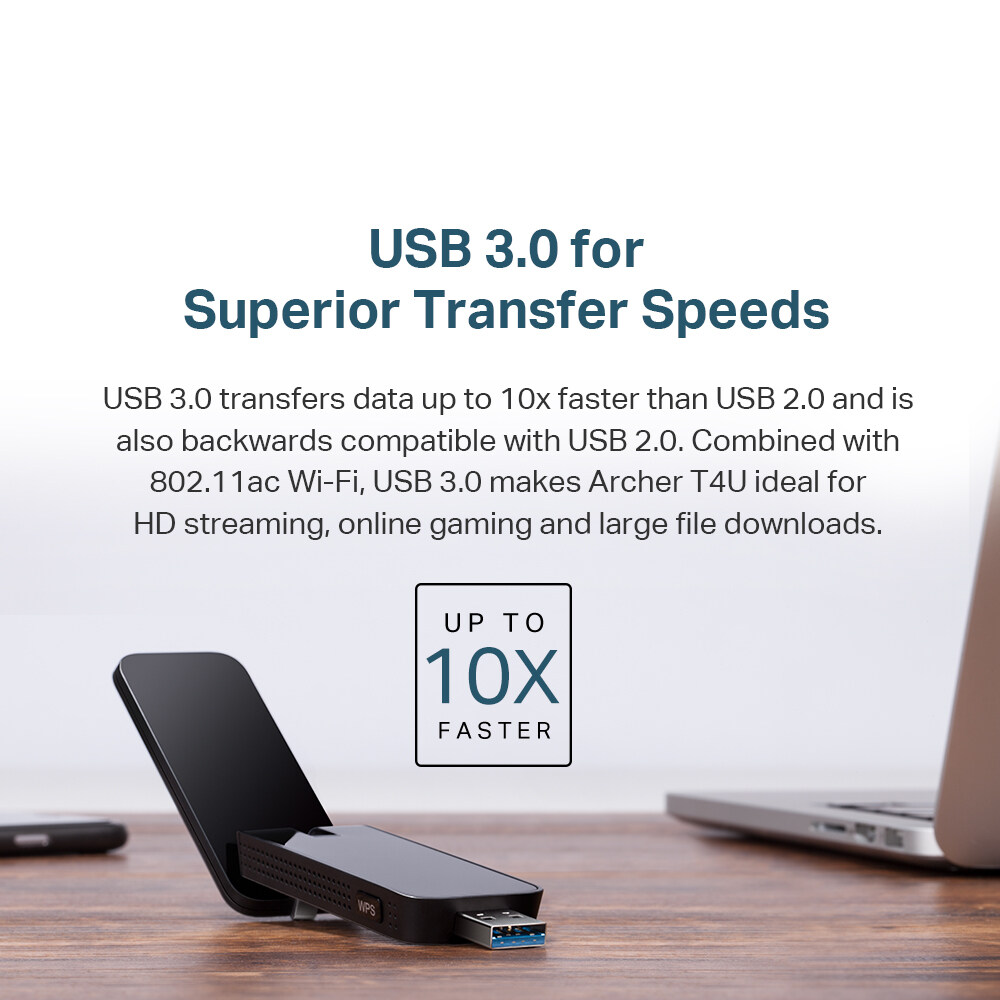 TP-Link Archer T4U AC1300 Wireless Dual Band USB 3.0 WiFi Adapter