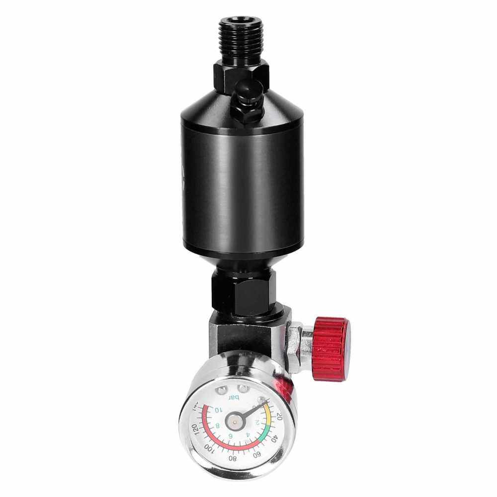 Aluminum Sprayer Regulator Gauge with Air-Filter Set Paint-Spray Filtering Tool Regulators In-Line Water Trap Oil-water Separator (Black)