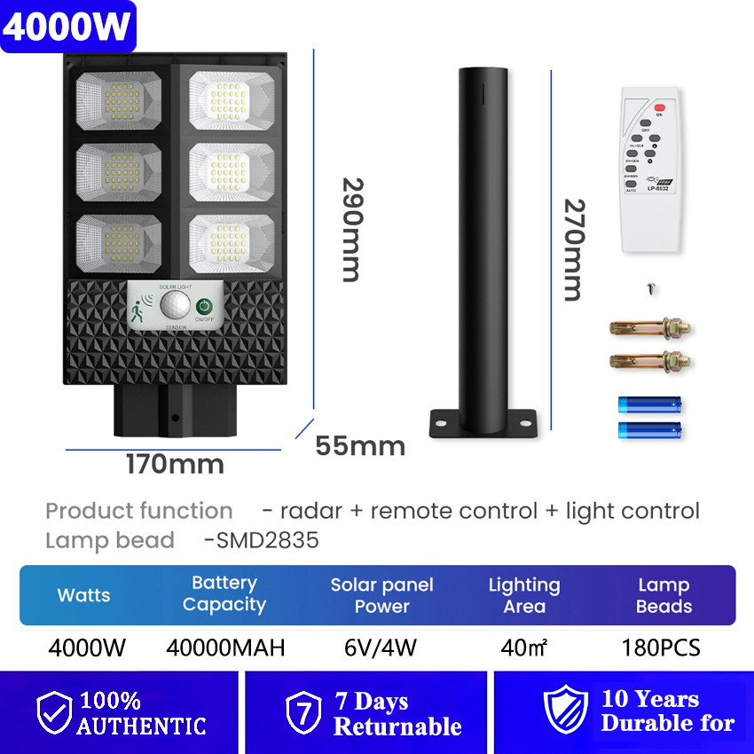 80000W Solar Light outdoor Lighting solar street light IP67 waterproof solar wall Lamp High-brightness Flood Light with remote for Outdoor Solar Flood Light 太阳能灯