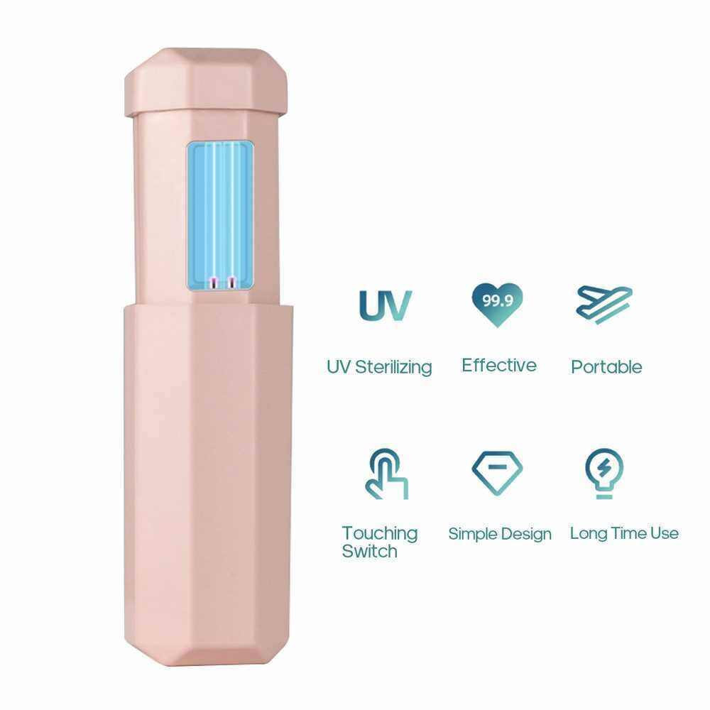 Portable Sterilamp Mini Simple Rechargeable UV Sterilizing Stick Home Use Travel Handheld Sterilizer (Pink)