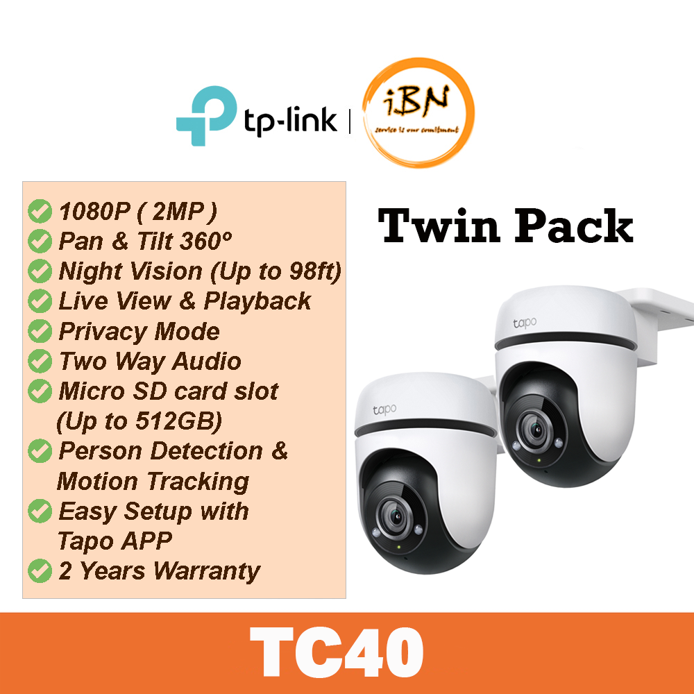 FREE 64GB TP-Link Tapo [Twin Pack] C212/C200/TC70/TC71/TC60/TC65/TC40/C100/C110/C210/C220/C310/C500/C225/C400/C420 HD Wifi Home Camera CCTV @ IBN