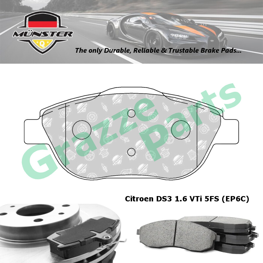 Münster Disc Brake Pad Front for Citroen DS3 1.6 VTi 2014-2015 5FS (EP6C)