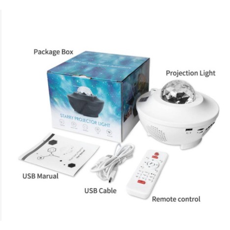 HOMEKING | Galaxy LED Projector Music Starry Water Wave Star Moon Night lamp LED Multi Color Projector Light Bluetooth Speaker Lampu Galaksi