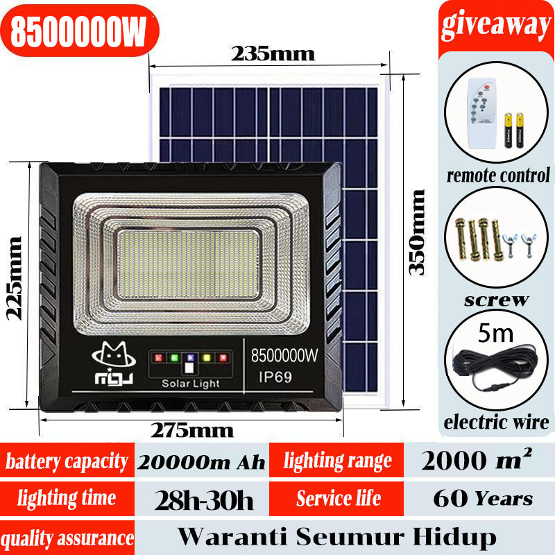 Loha🎁BUY 1 TAKE 1🎁Lampu Solar Light 850000W Solar Light Outdoor kalis air IP67 0 bil elektrik street light with remote control 6000W/8000W/10000W High Power with solar panel
