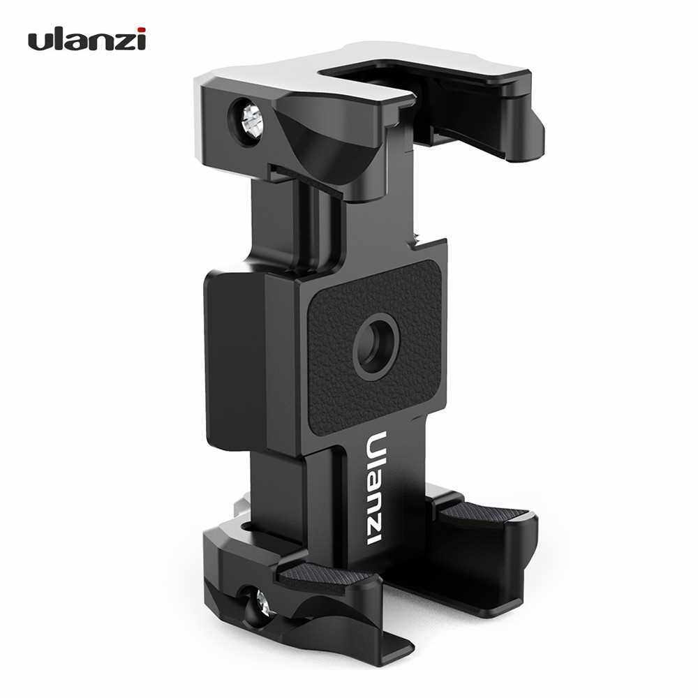 Ulanzi ST-15 2-in-1 Arca-Swiss Quick Release Plate Foldable Phone Holder Clamp Aluminum Alloy with Cold Shoe Mount 1/4 Inch Screw for DSLR ILDC Camera Smartphone (Standard)