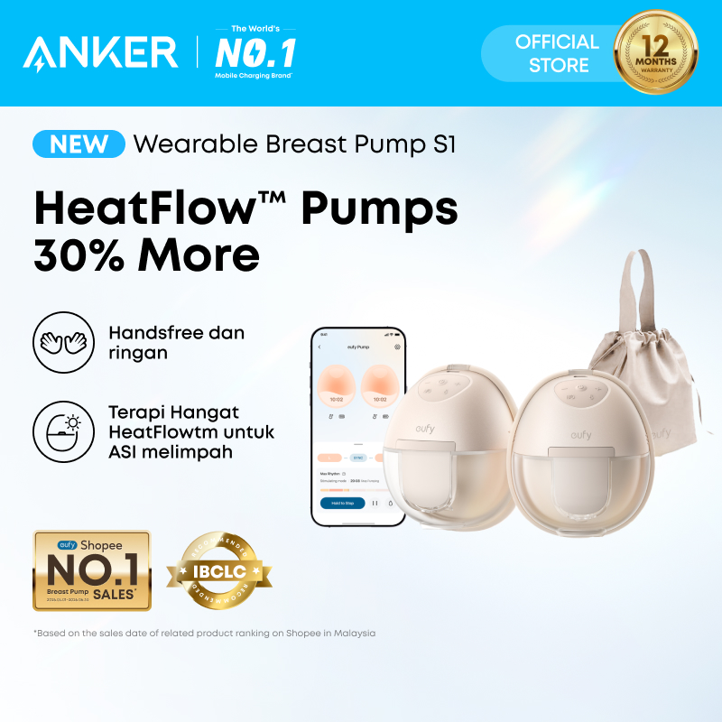 【Free Gift】eufy by Anker Security Wearable S1 Electric Hands-Free Breast Pump Hospital-Grade Suction Leak-Proof and Ultra-Quiet Upgraded——T8D02