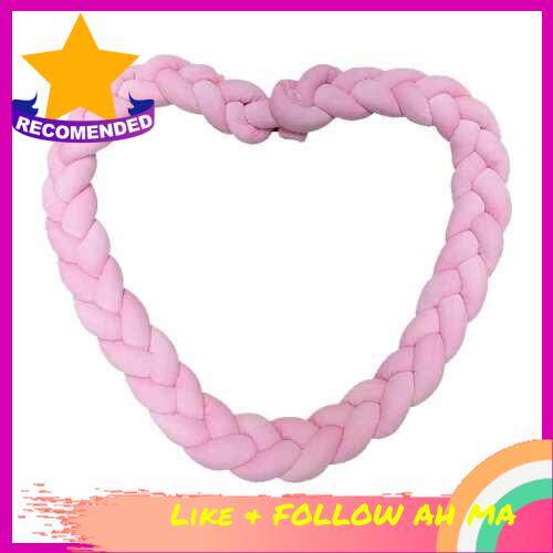 Best Selling Baby Crib Bumper Knotted Braided Bumper Handmade Soft Knot Pillow Pad Cushion Nursery Cradle Decor Baby Gift Crib Protector Cotton 1 Meter(39.4 Inch) - 3 Strands Pink (Pink)