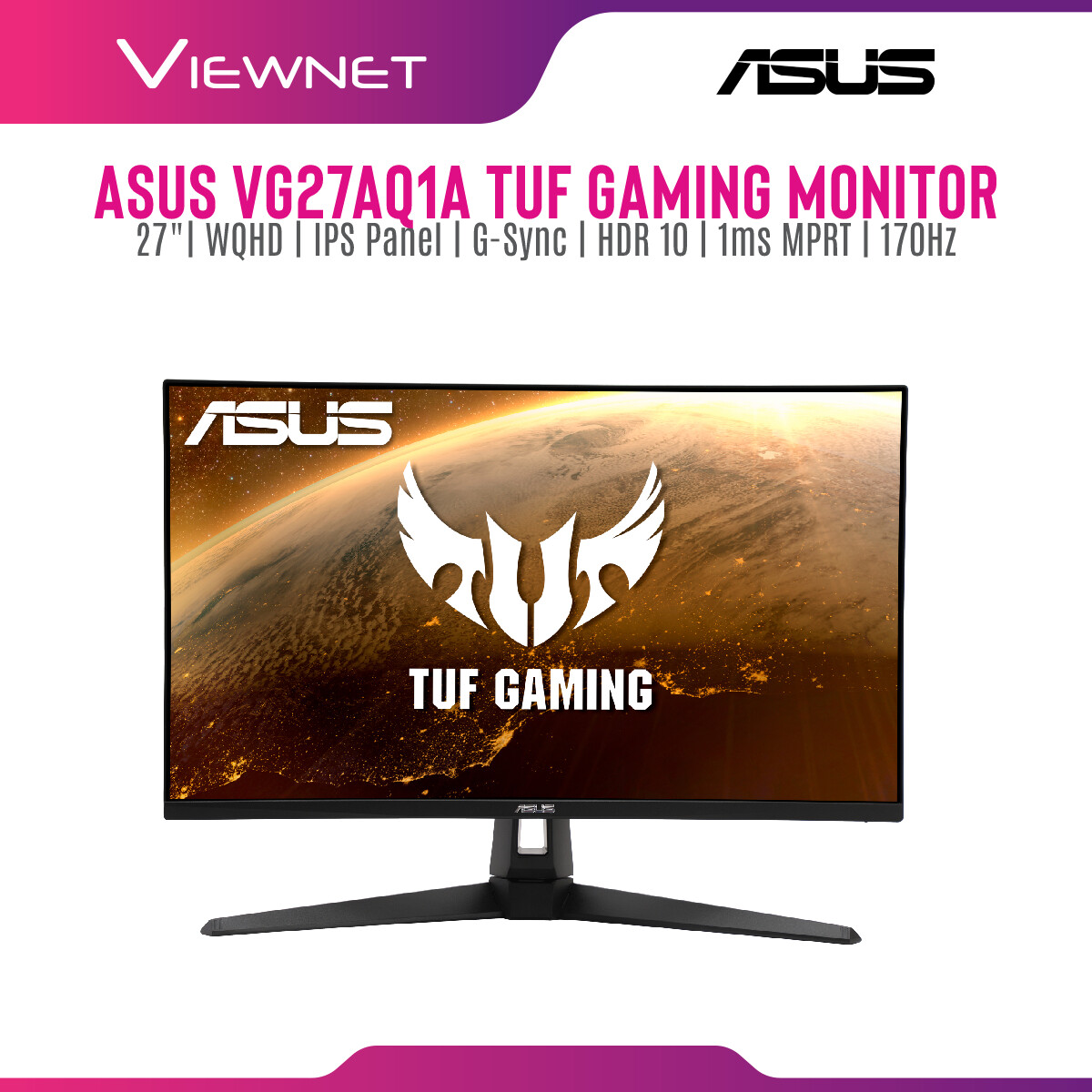 Asus TUF Gaming VG27AQ1A G-SYNC Compatible Gaming Monitor – 27 inch WQHD (2560 x 1440), IPS, 170Hz (Above 144Hz), 1ms MPRT, Extreme Low Motion Blur, G-SYNC Compatible, HDR 10 Asus TUF Gaming VG27AQ1A G-SYNC Compatible Gaming Monitor – 27 inch WQHD (2560 x 1440), IPS, 170Hz (Above 144Hz), 1ms MPRT, Extreme Low Motion Blur, G-SYNC Compatible, HDR 10