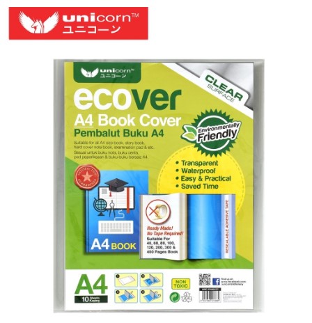 Unicorn/Astar Clear Exercise Book Cover / Text Book Cover / Activity Book / Pembalut Buku 10S