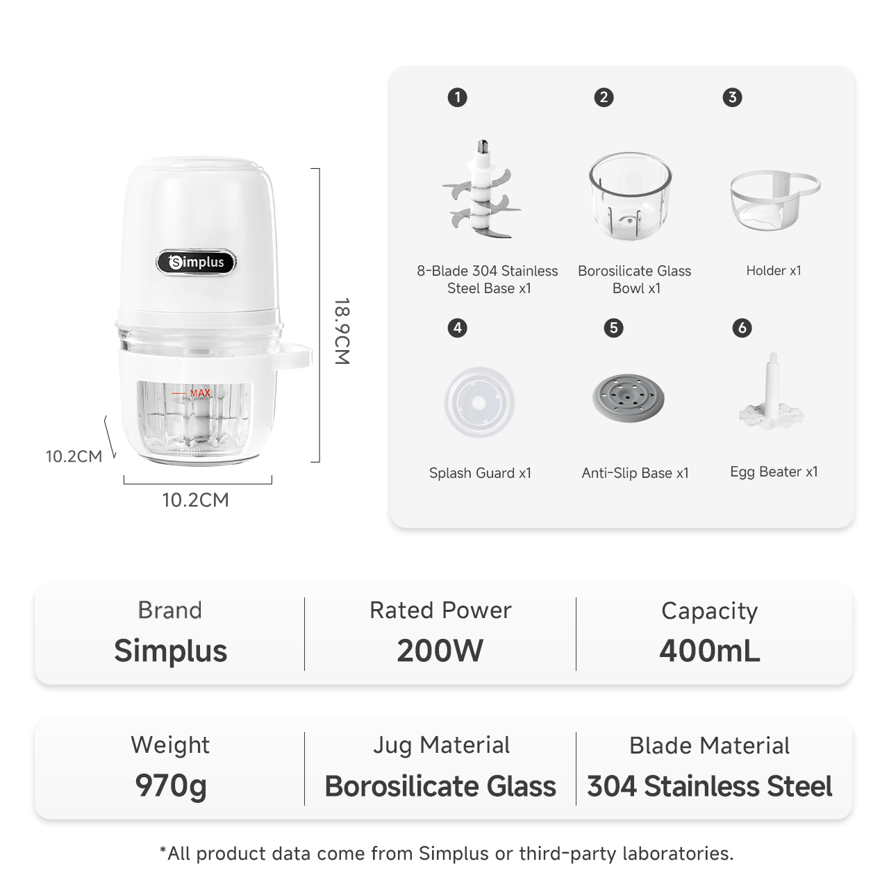 SimplusPink Pengisar Daging 400mL Mini Baby Food Processor 304 Stainless Steel 200W Powerful Motor Meat Grinder Blender