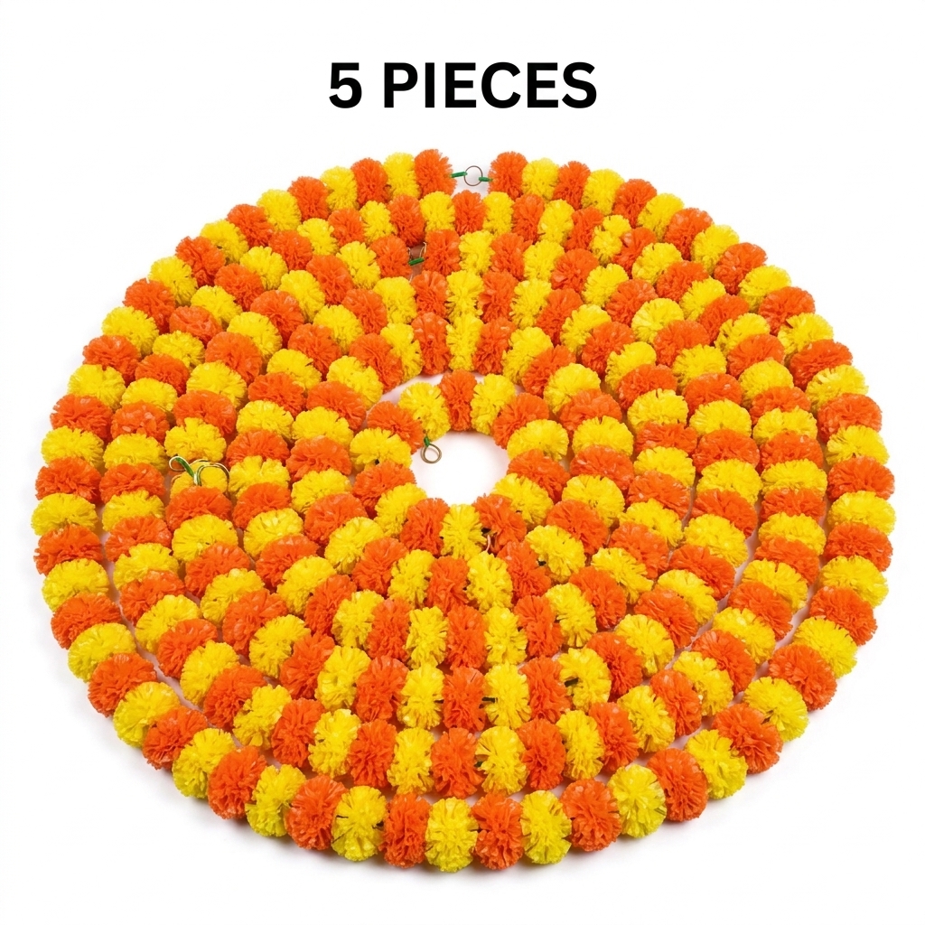 Handicraft Marigold Door Hanging Pair Decorative Thoran /Latkan for Home Diwali - Deepavali Decoration  Toran - 1 Pc