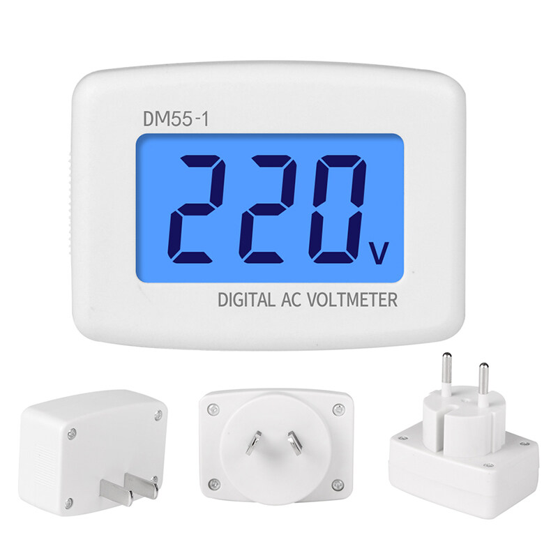 DM55-1 Vôn Kế Kỹ Thuật Số AC 80-300V Vôn Kế Phích Cắm Chuẩn Mỹ Vôn Kế Kiểm Tra Điện Áp Ổ Cắm Đồng Hồ