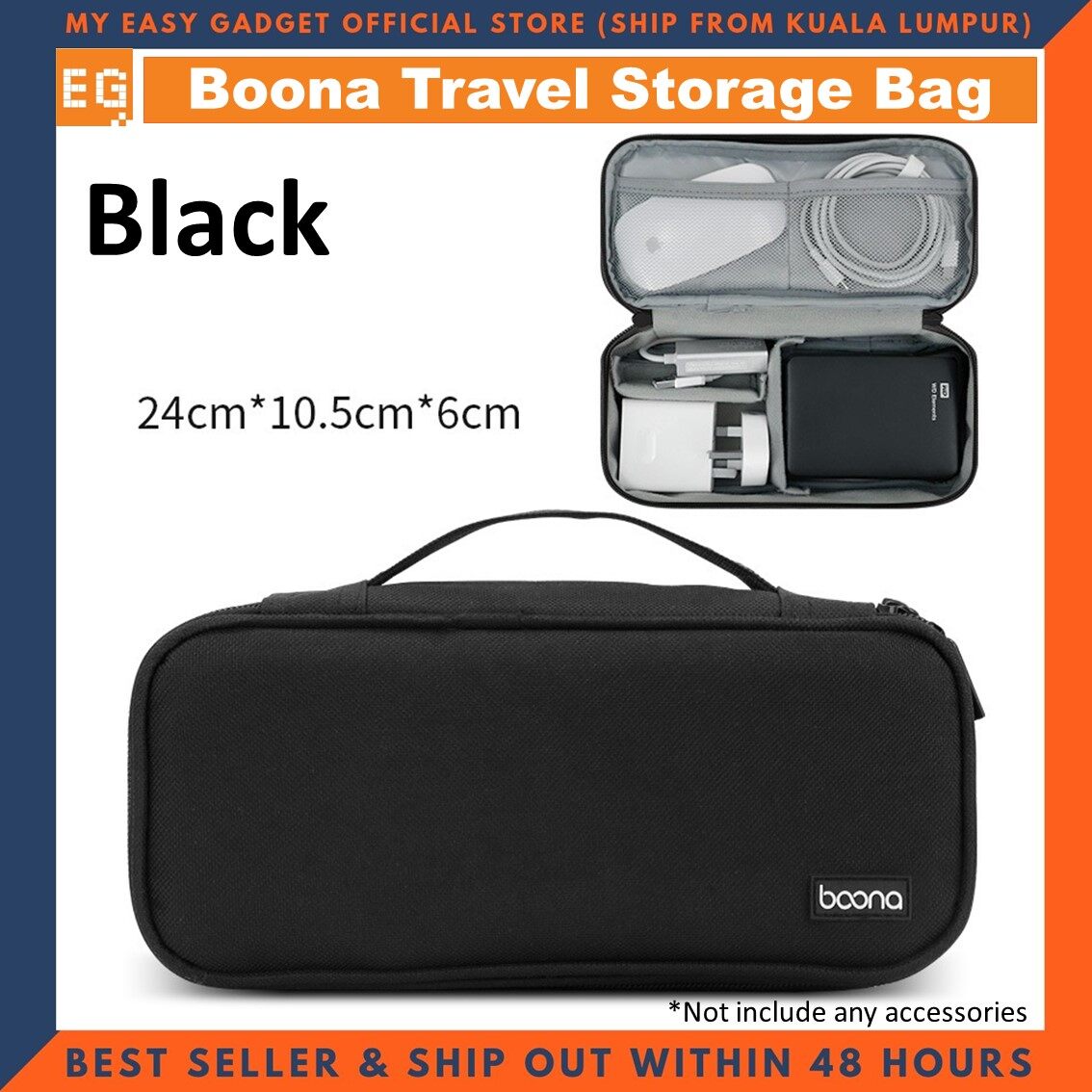 Boona Storage Bag Laptop Charger Bag Cable organizer External Hard Disk Case (Fit Power Bank, Mouse, Adapter)
