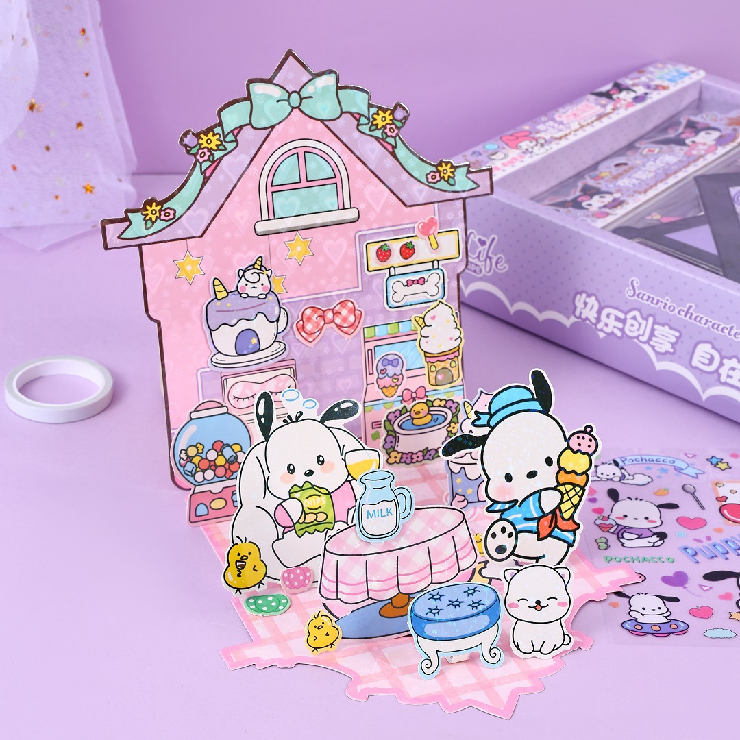 【Newly Upgraded】Sanrio Quiet Book Pre-cut Kuromi Cinnamoroll Melody Pochacco Quiet Book Gift Box Kids Education 库洛米安静书
