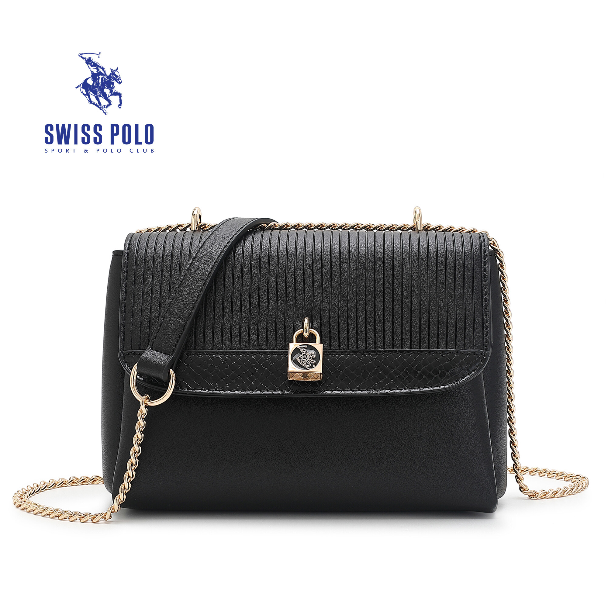 SWISS POLO Ladies Chain Sling Bag HHF 3174-1 BLACK