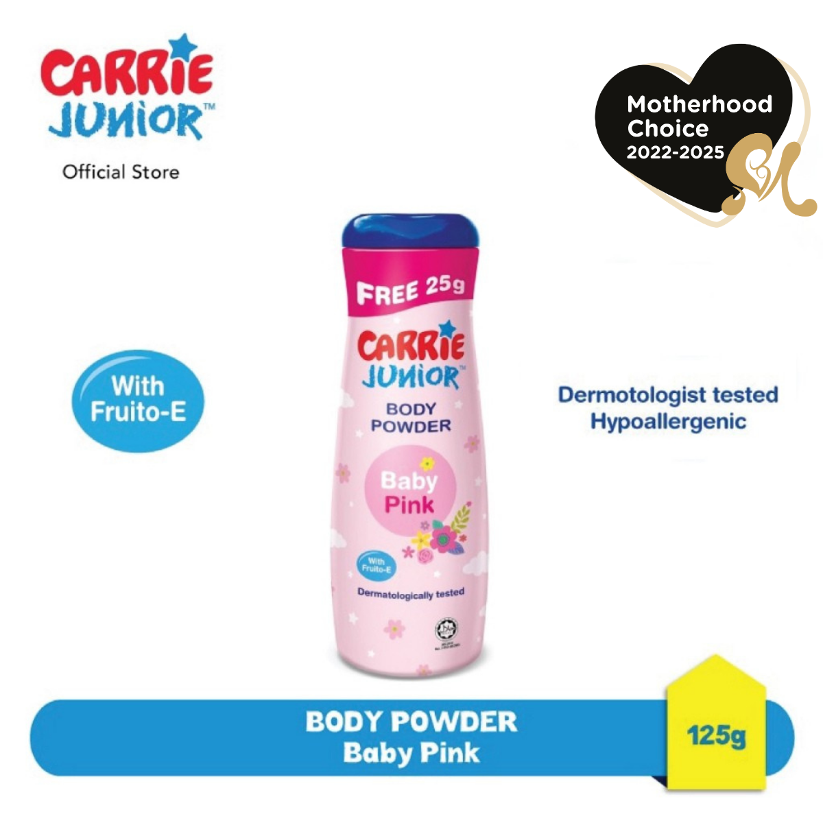 CARRIE JUNIOR Body Powder - Baby Pink (125g) Talcum | Soothing | Smooth & Soft Skin