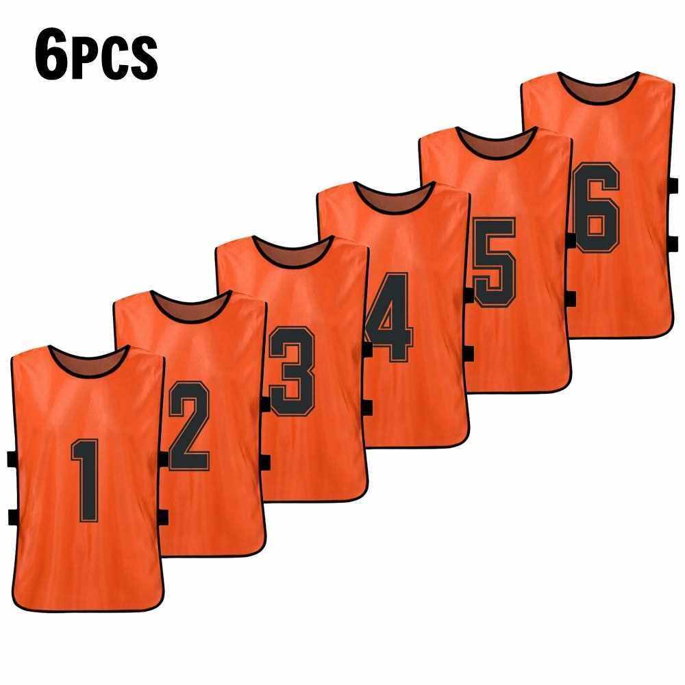6 PCS Adults Basketball Pinnies Quick Drying Basketball Jerseys Soccer Football Team Scrimmage Practice Vest (Orange)