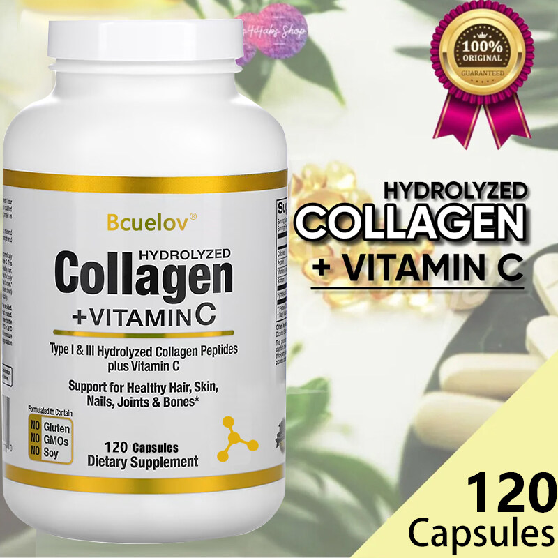 Hydrolyzed collagen hormone + Vitamin C, type I & III supports hair, skin