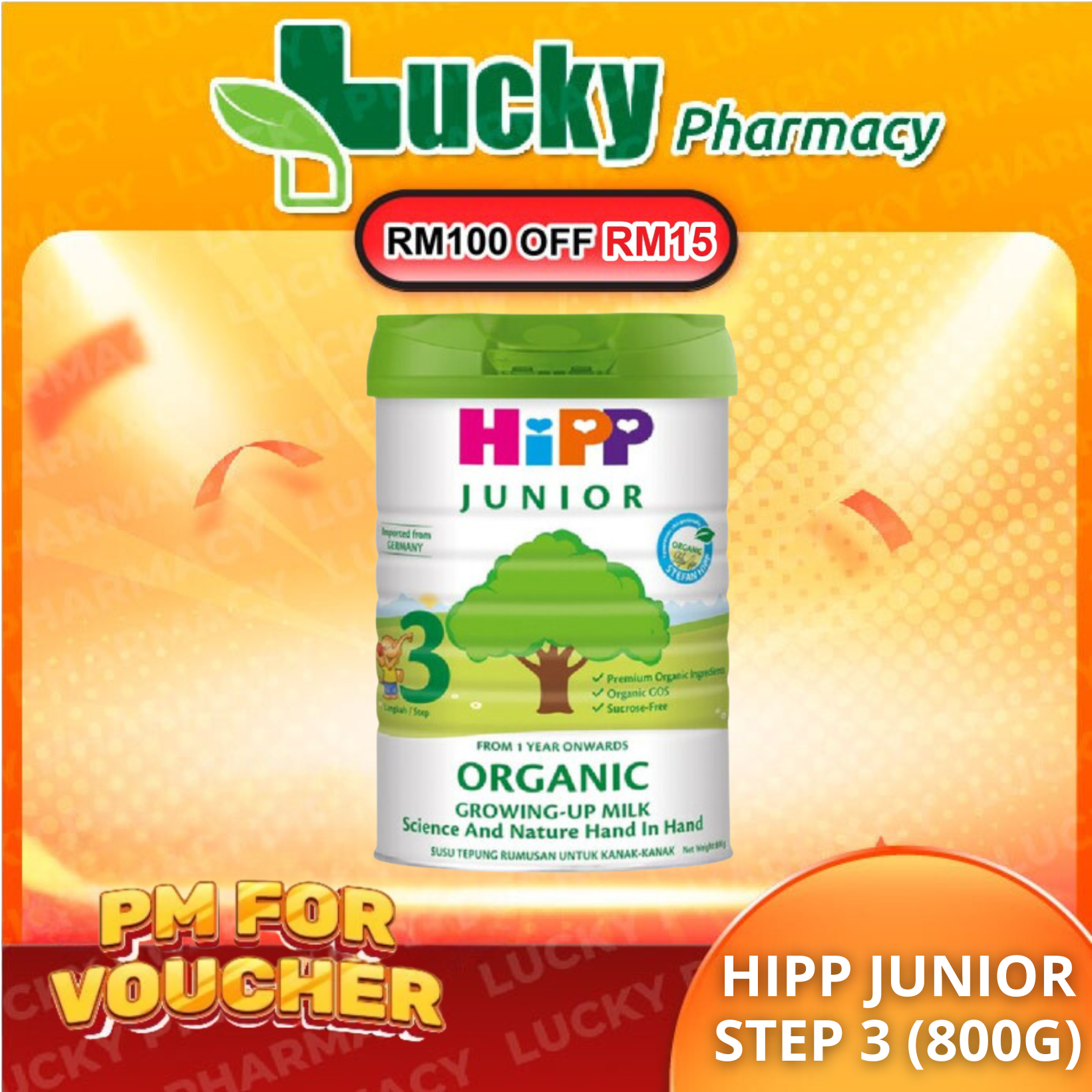 HIPP JUNIOR ORGANIC STEP 3 GROW UP MILK FLOUR (800G)