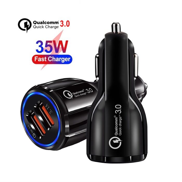 (ready Stock) 35W Car Charger QC3.0 Dual USB Car Charger 6A Quick Charge 3.0 Car Charger
