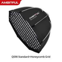 Ambitful QS65 65cm QS90 90cm Quickly Release Bowens Mount Octagon Softbox + Honeycomb Grid Outdoor Soft Box for Studio Flash