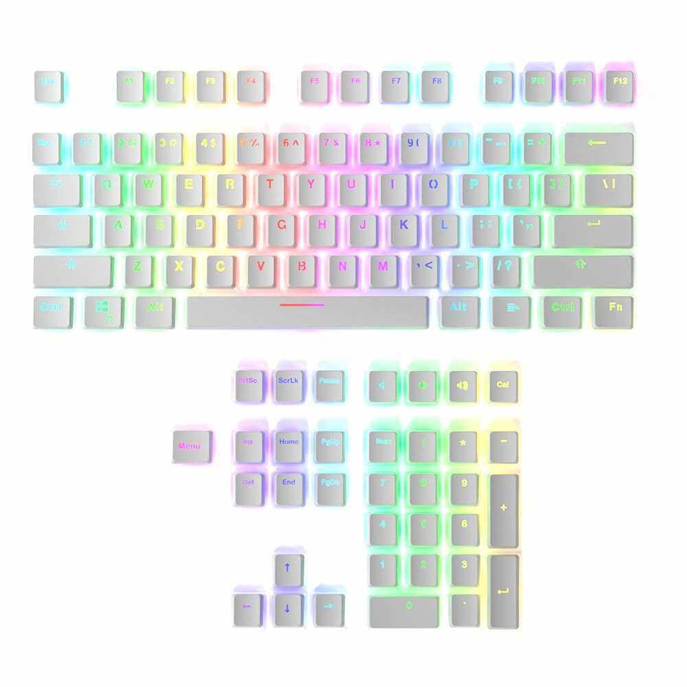 PBT Pudding Key Caps 108 Keys PBT Thickened Two-color Key Cap Set OEM Height for Mechanical Keyboard White(Only Keycaps) (White)