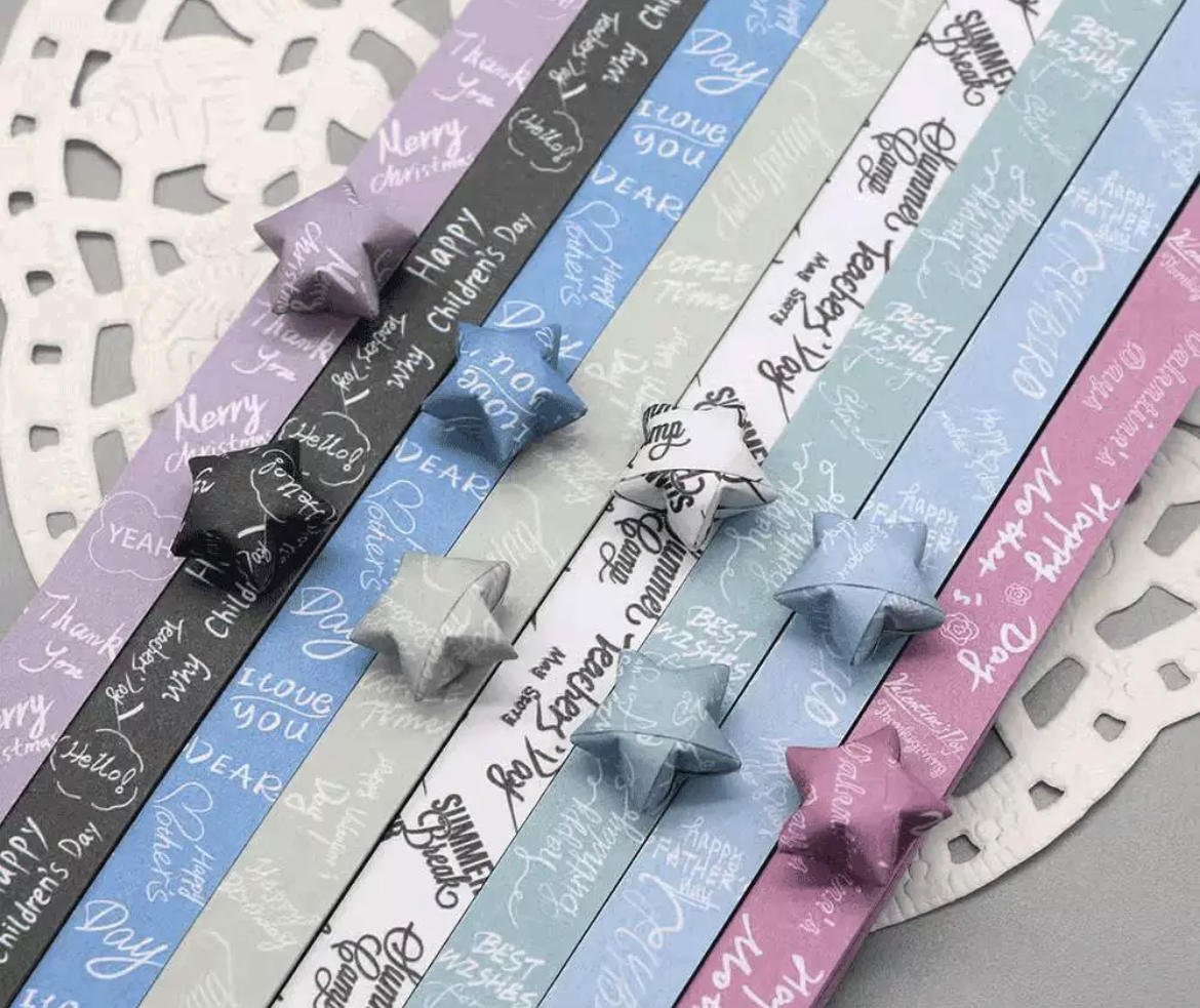 🌎HOT 🎁520PCS🌍 20/22cm- x 1cm Astronaut Twilight Zodiac DIY Origami Lucky Star Paper Strips Folding Paper Craft
