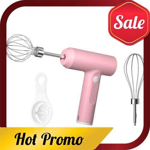 Electric Egg Beater with Two Wire Beaters Food Beater Whisk 3 Speeds Upright Wireless Handheld Mixer with Egg Separator for Baking Cake Egg Cream (Pink)