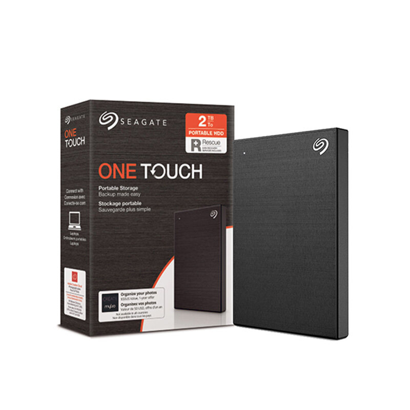 Seagate 2TB One Touch Portable External Hard Disk Drive with Password Protection, USB 3.0 Connection, Support Window and MacOS, Seagate Toolkit Software, Plug and Play