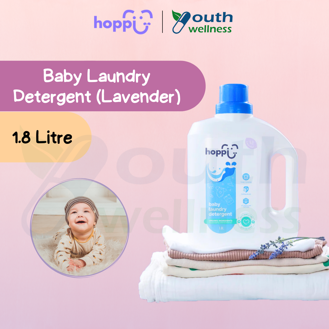 Hoppi Baby Laundry Detergent - Lavender Scent (1.8L/Bottle)