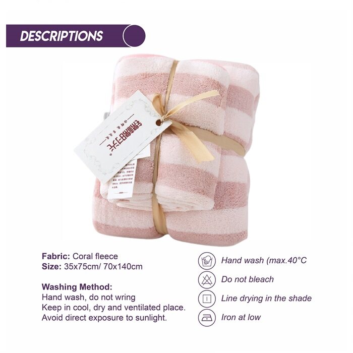 2pcs Luxury Super Large Bath Towel / Face Towel Set High Absorbent Soft Bath /Face Towel