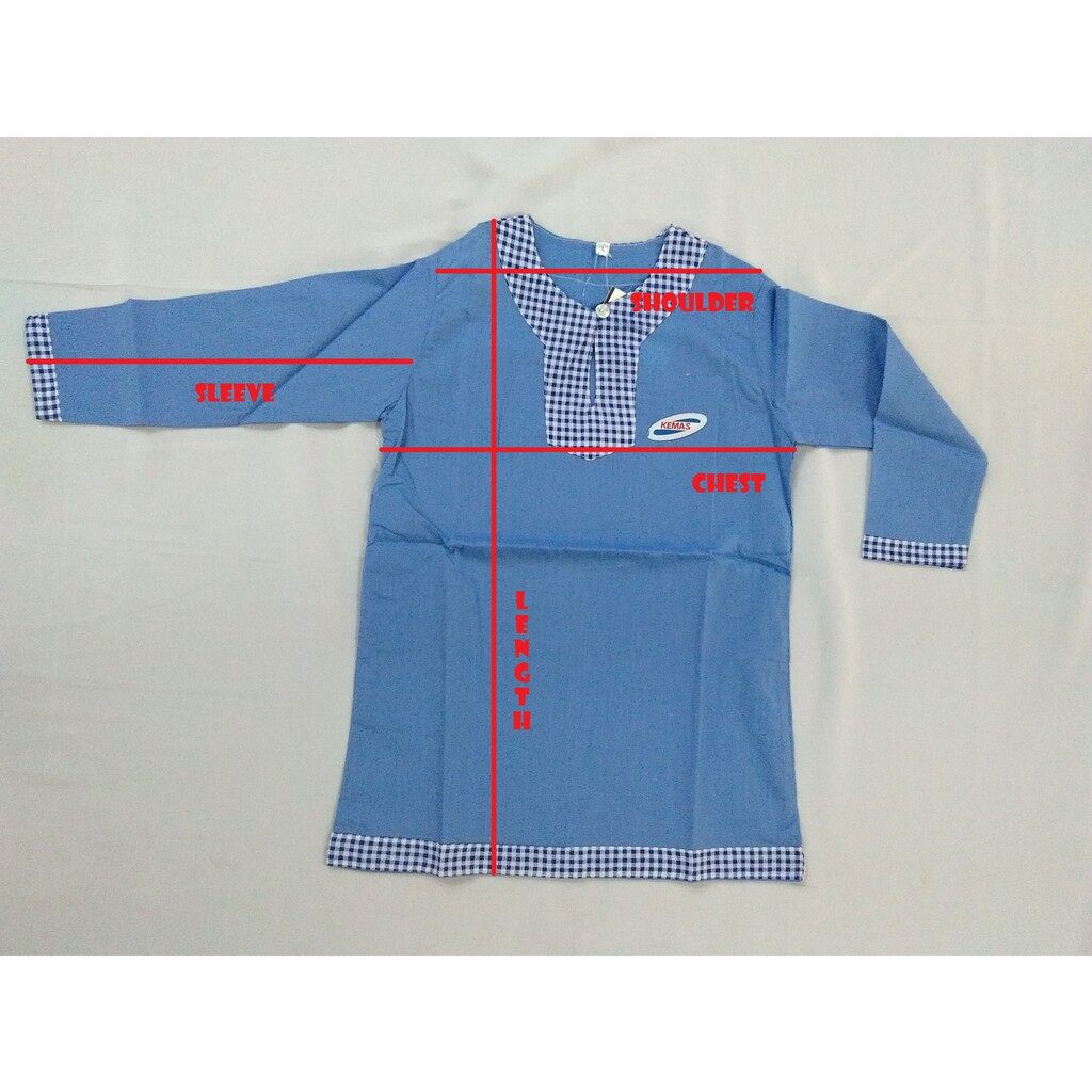 baju tadika kemas perempuan kain cotton sekolah pra (baju sahaja) Blue