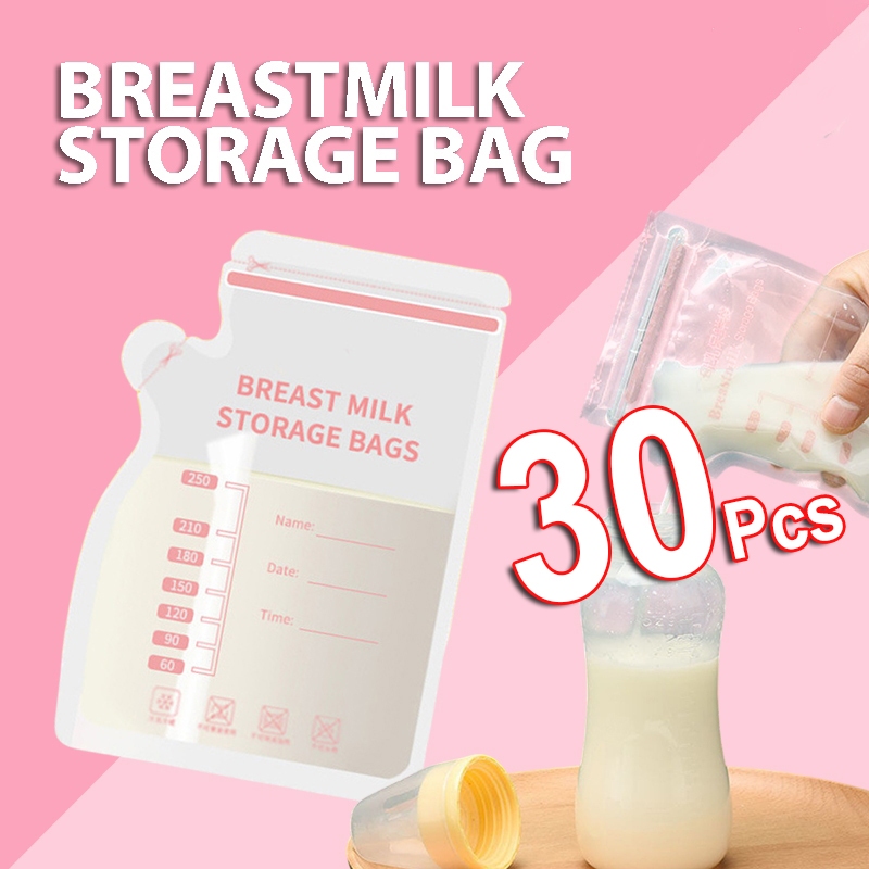 Breastmilk Storage Bag Double Lock Ziplock 30 pcs ，150ml， 200ml，250ml