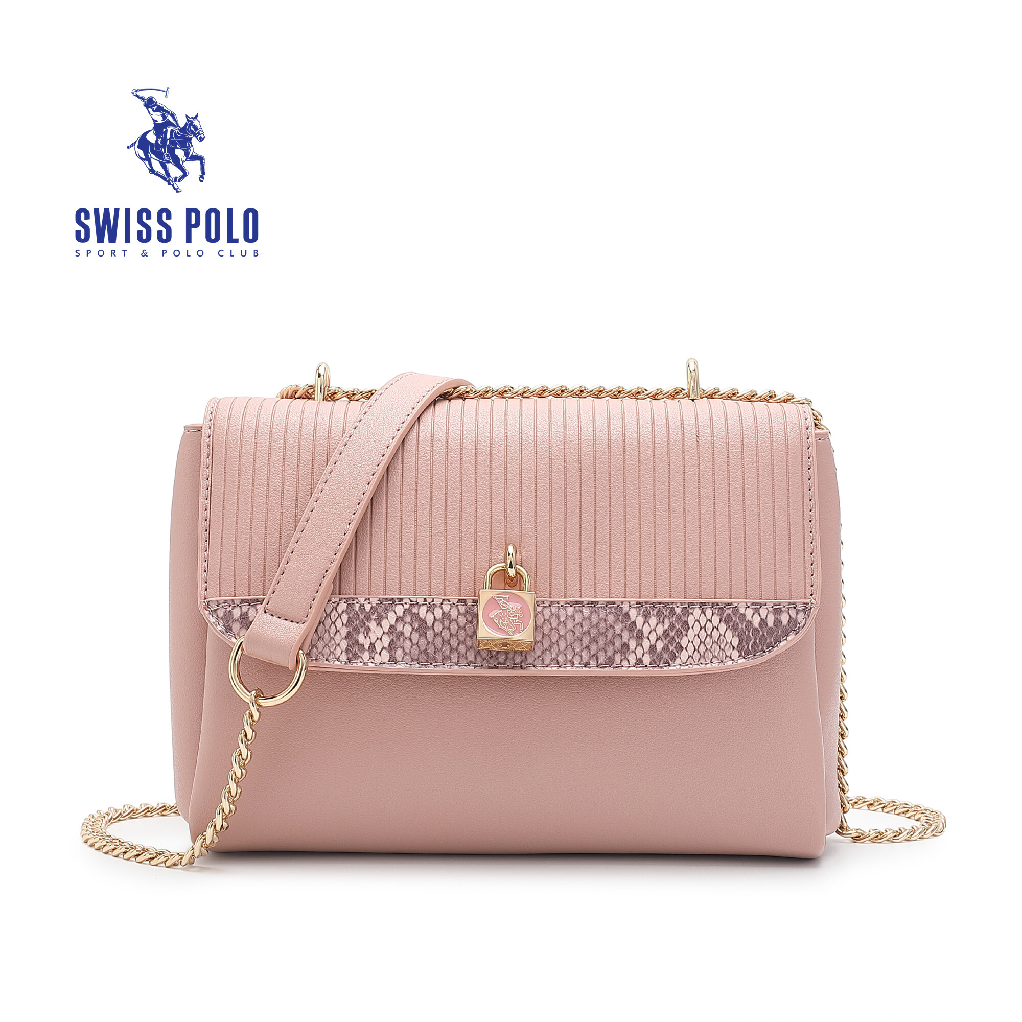 SWISS POLO Ladies Chain Sling Bag HHF 3174-3 PINK