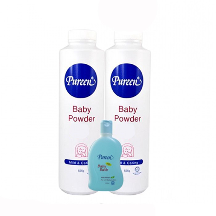 PUREEN BABY POWDER 2 x 525 g WITH BABY BATH 150 ML