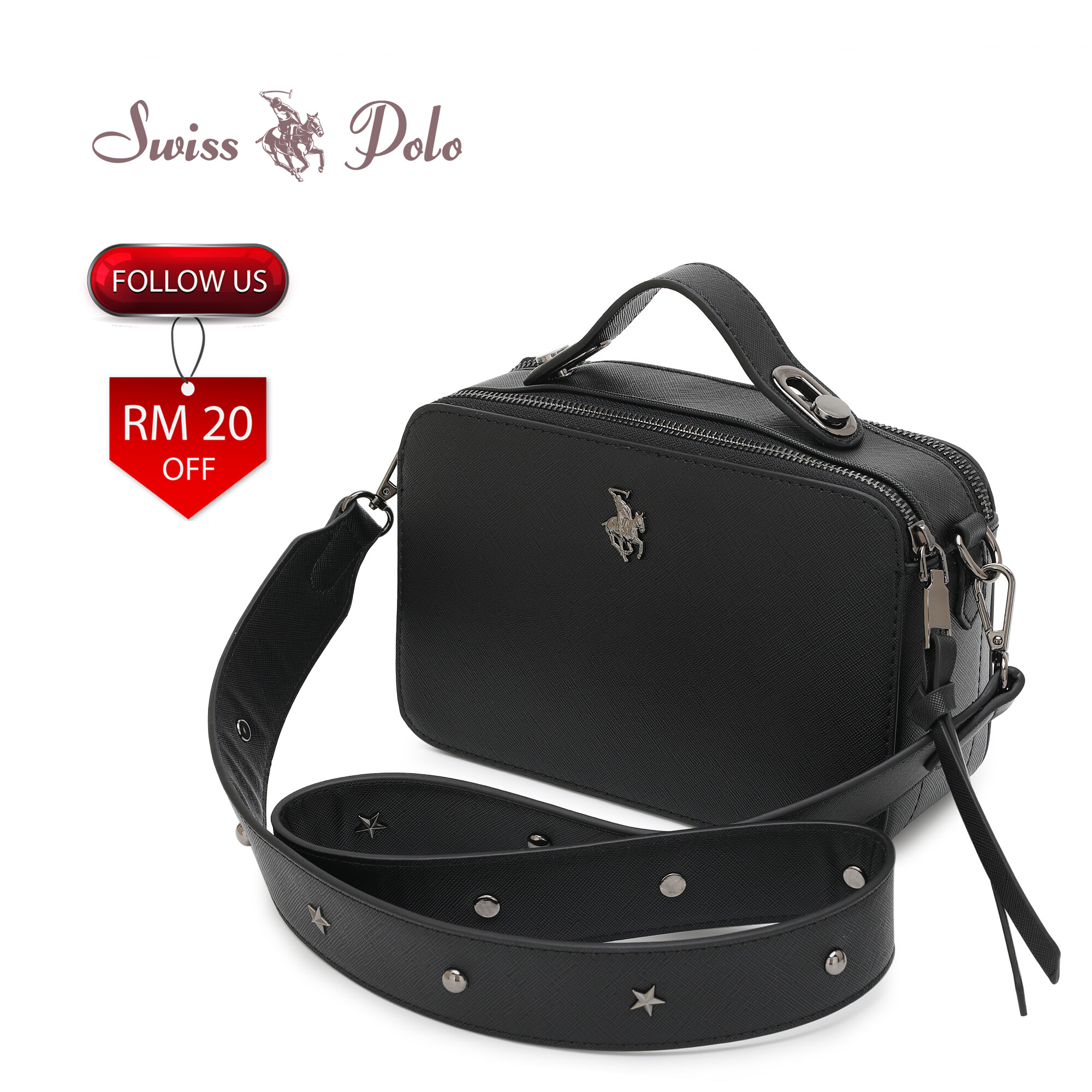 SWISS POLO Ladies Top Handle Sling Bag HFP 1650-1 BLACK