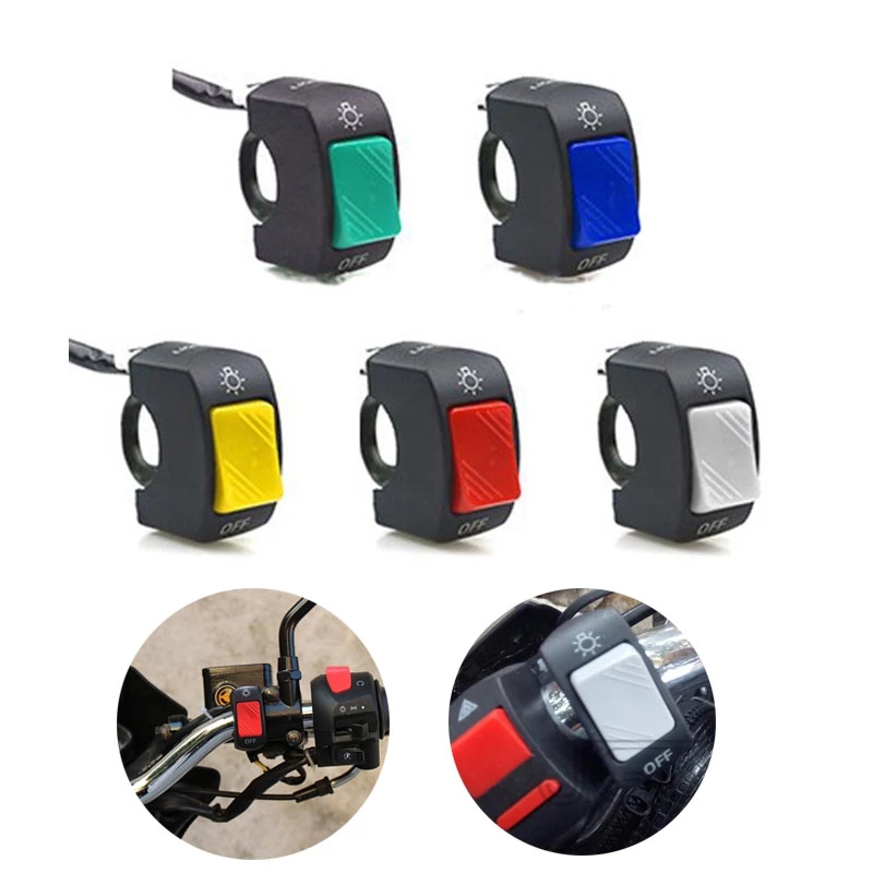 22mm xe máy nút công tắc đèn pha sừng on/off phổ xe máy 12v nút kết nối xe máy đèn led phụ kiện