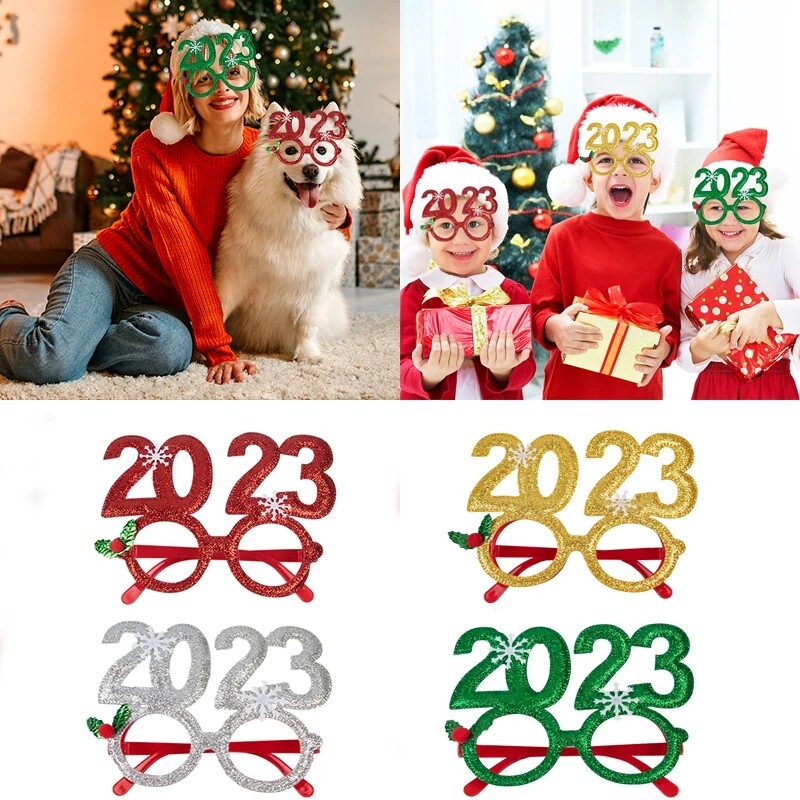 Khung kính giáng sinh 2023 đạo cụ chụp ảnh quà tặng cho trẻ em người lớn khung ảnh lấp lánh vui nhộn đồ trang trí giáng sinh đồ dùng tiệc năm mới