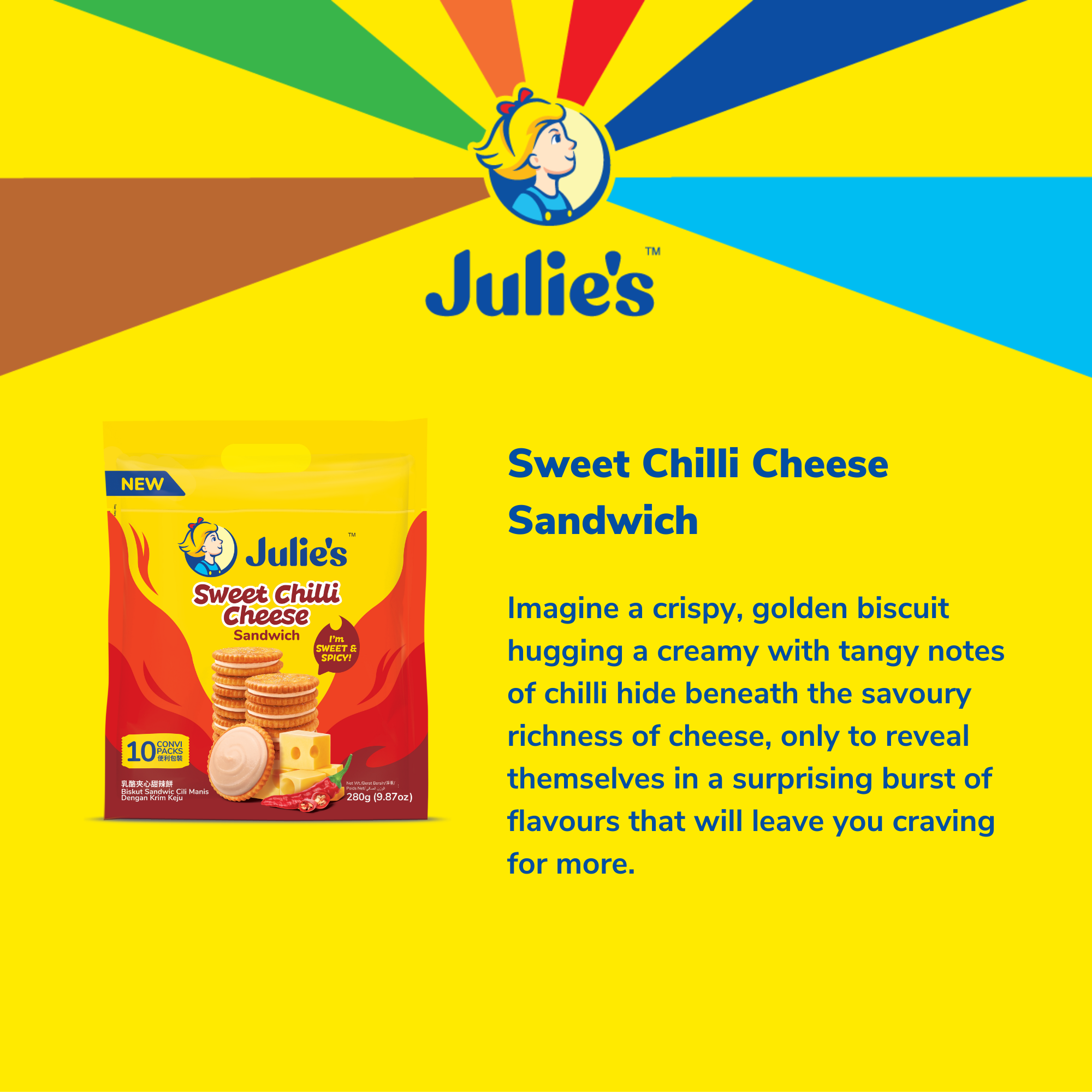 Julie's Sweet Chilli Cheese Sandwich 280g x 2 packs