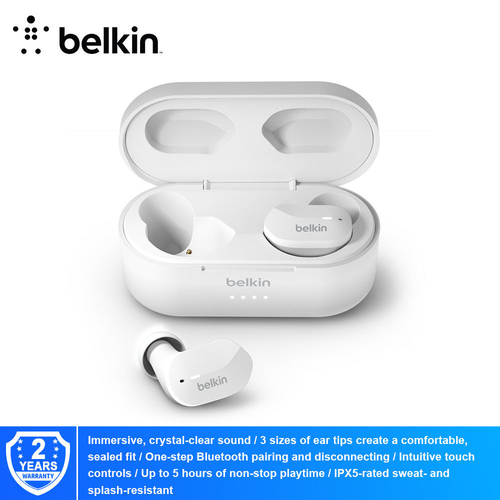 Belkin AUC001bt Soundform True Wireless Earbuds - Black / White
