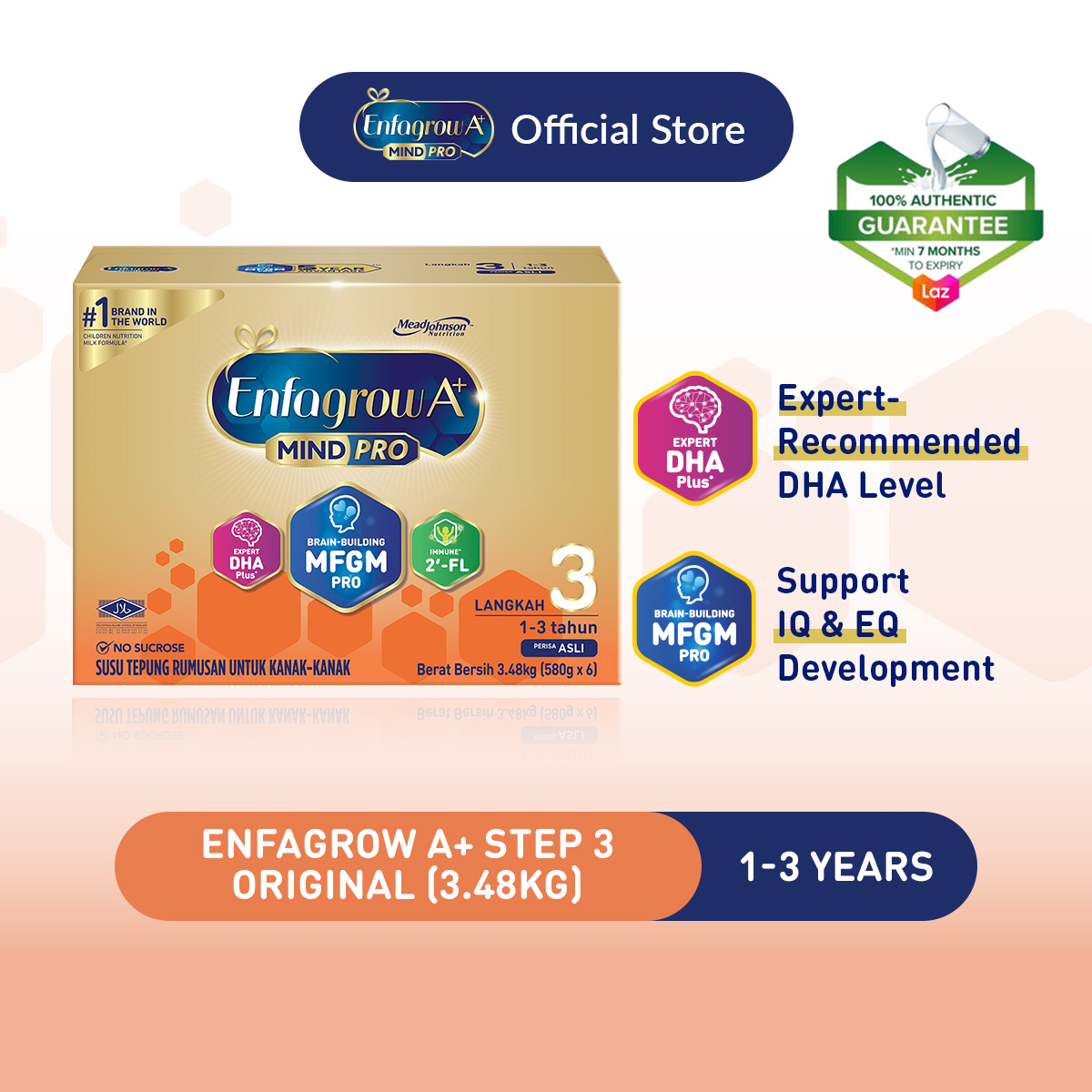 (EXP: 21-02-2027) Enfagrow A+ Step 3 (1Y+) Original/ Vanilla Milk Formula Powder (3.48kg)