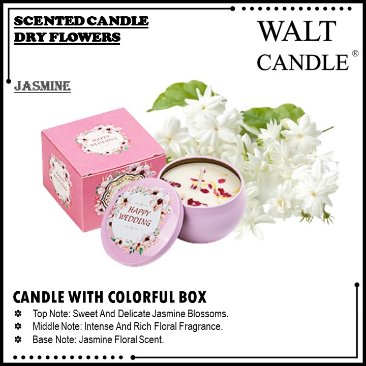 Scented Candle Included Petty Box Dry Flowers Handmade Natural Soy Wax Essential Oil Candles Aroma Candles Fragrance LIlin Wangi Wedding Gift Door Gift Bunga Kering Lilin 香薰蜡烛 礼物