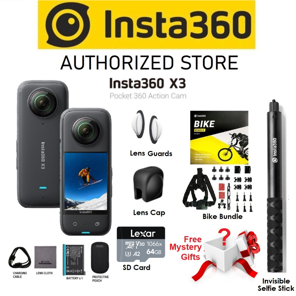 Video 360 Lazada Camera 5.7K Insta360 72MP Pocket - X3 | Photo