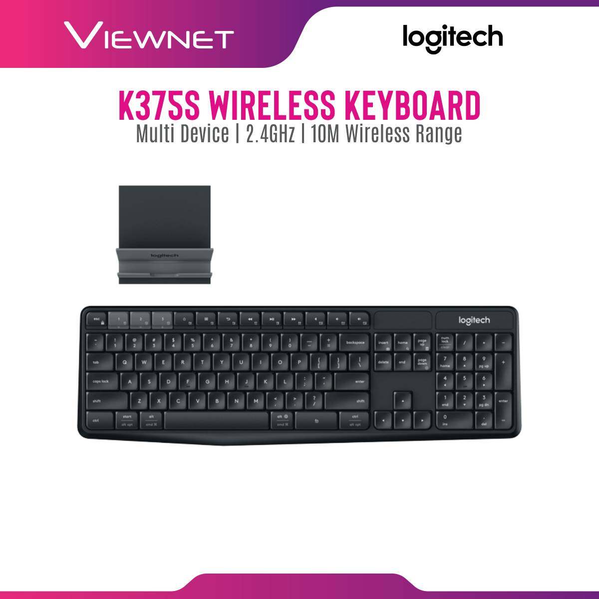 Logitech K375s Multi Device Keyboard with Quiet comfortable typing, Universal phone and tablet stand, Durable and hassle-free