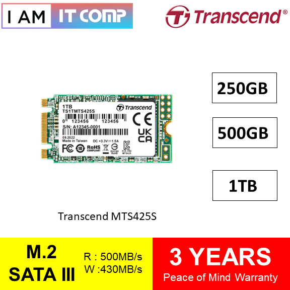 Transcend MTS425S M.2 SATA III TLC 3D NAND SSD