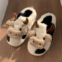 XIXITIAO Non-Slip Warm Plush Shoes Female Winter Student Dormitory Soft Pet Cute Girl Heart Full Heel Wrap Cow Cotton Slippers