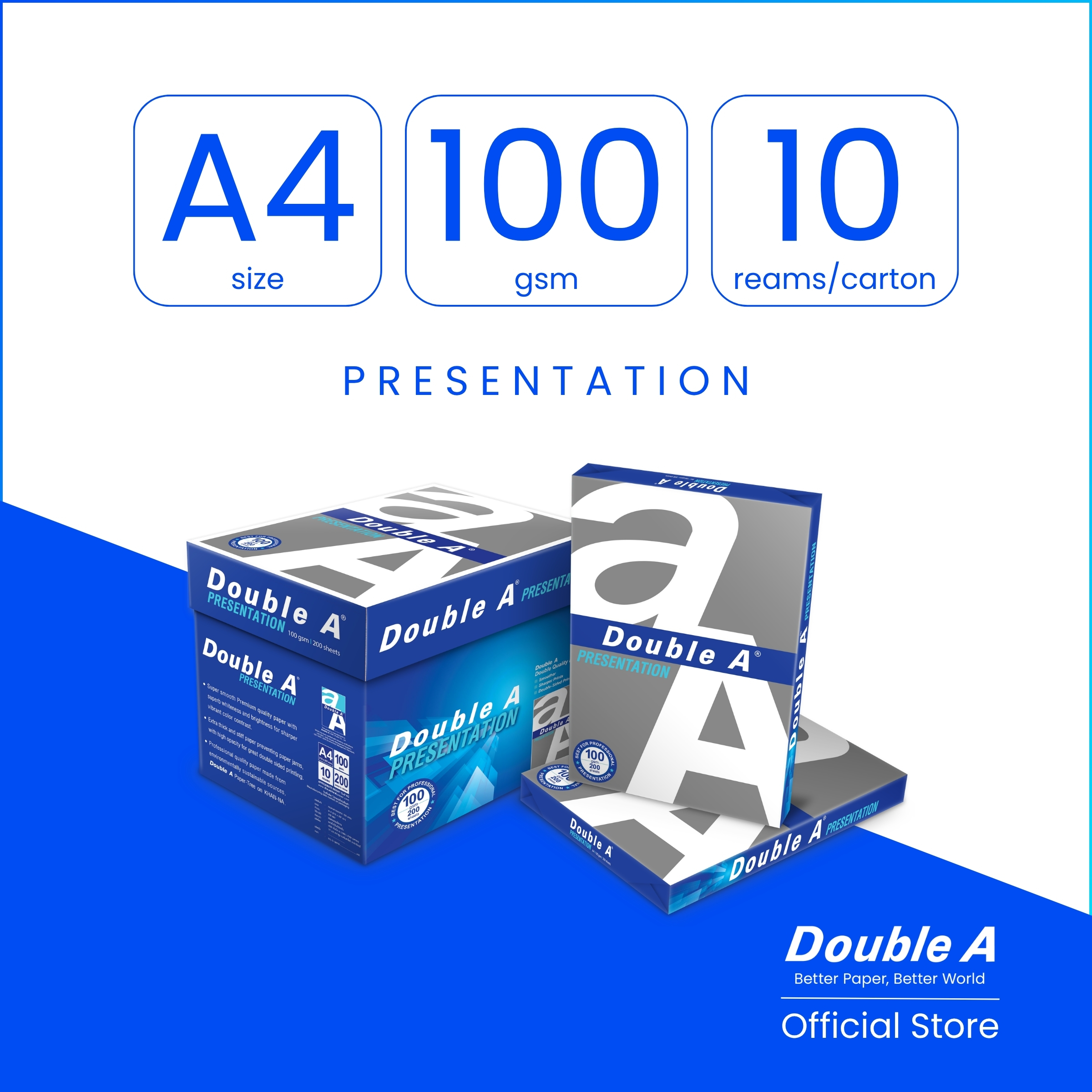 Double A 100gsm 200 Sheets ( A4 size 10 Packs/Ctn) *Limit 1 carton per order