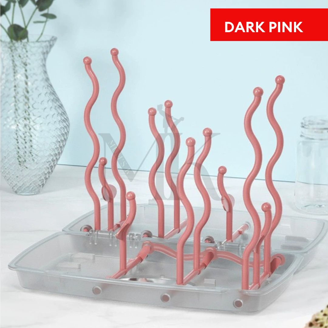 Mums K Baby Milk Bottle Drying Rack Cup Holder Portable Set | 12 Sticks